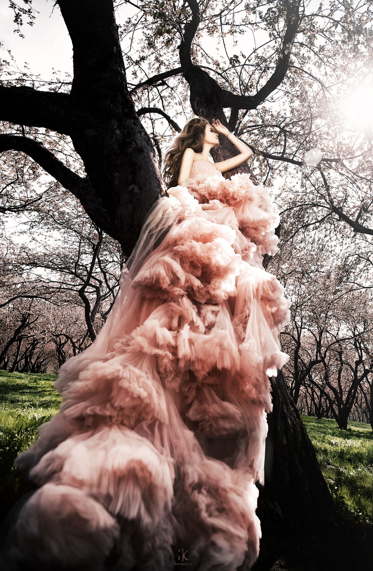 фотосессия девушки на природе в платье на дереве в Коломенском парке +7 926 222 8521 #komlevsphoto Komlevs.ru Москва